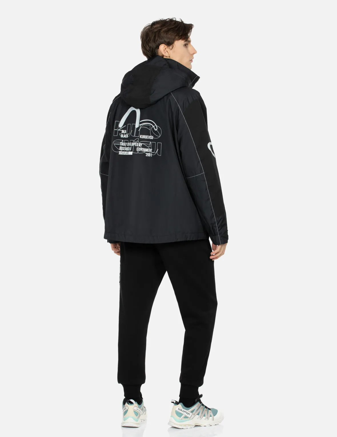 Seagull and Logo Print Slim Fit Windbreaker