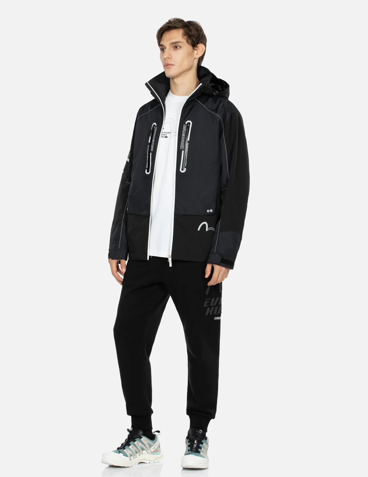 Seagull and Logo Print Slim Fit Windbreaker