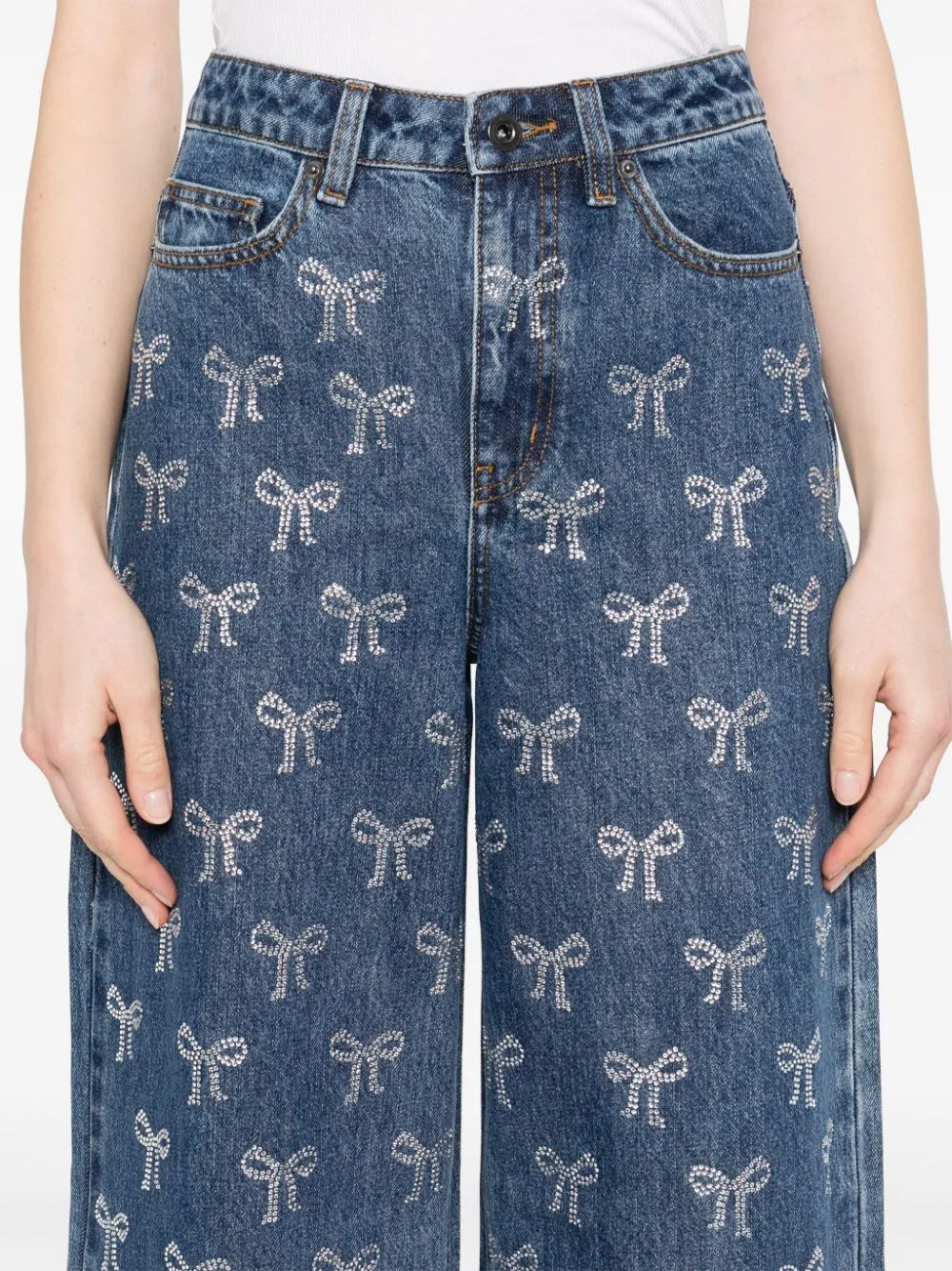 Self Portrait Jeans With Rhinestone Bow