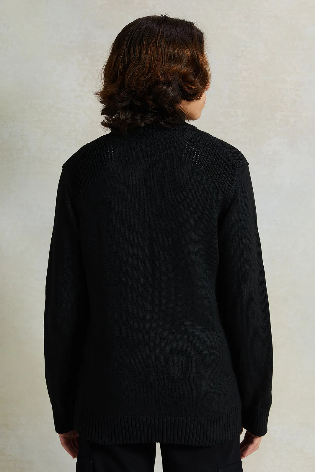 Senior Boys Black High-Neck Sweater