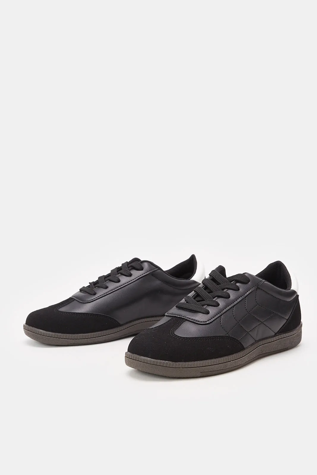 Senior Boys Black Material Block Sneakers