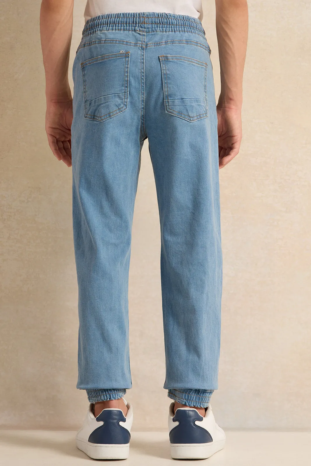 Senior Boys Blue Pull On Jogger Jeans