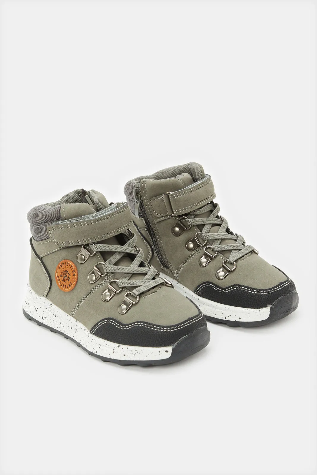 Senior Boys Charcoal Material Bock Hightop Sneakers