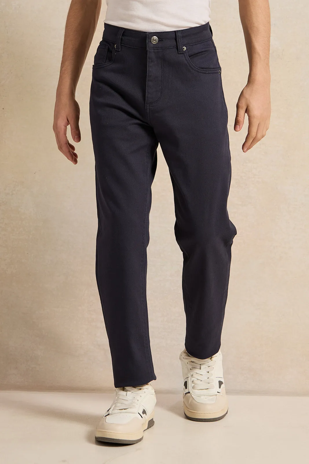 Senior Boys Navy 5 Pocket Jeans