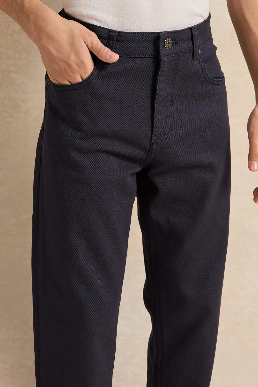 Senior Boys Navy 5 Pocket Jeans