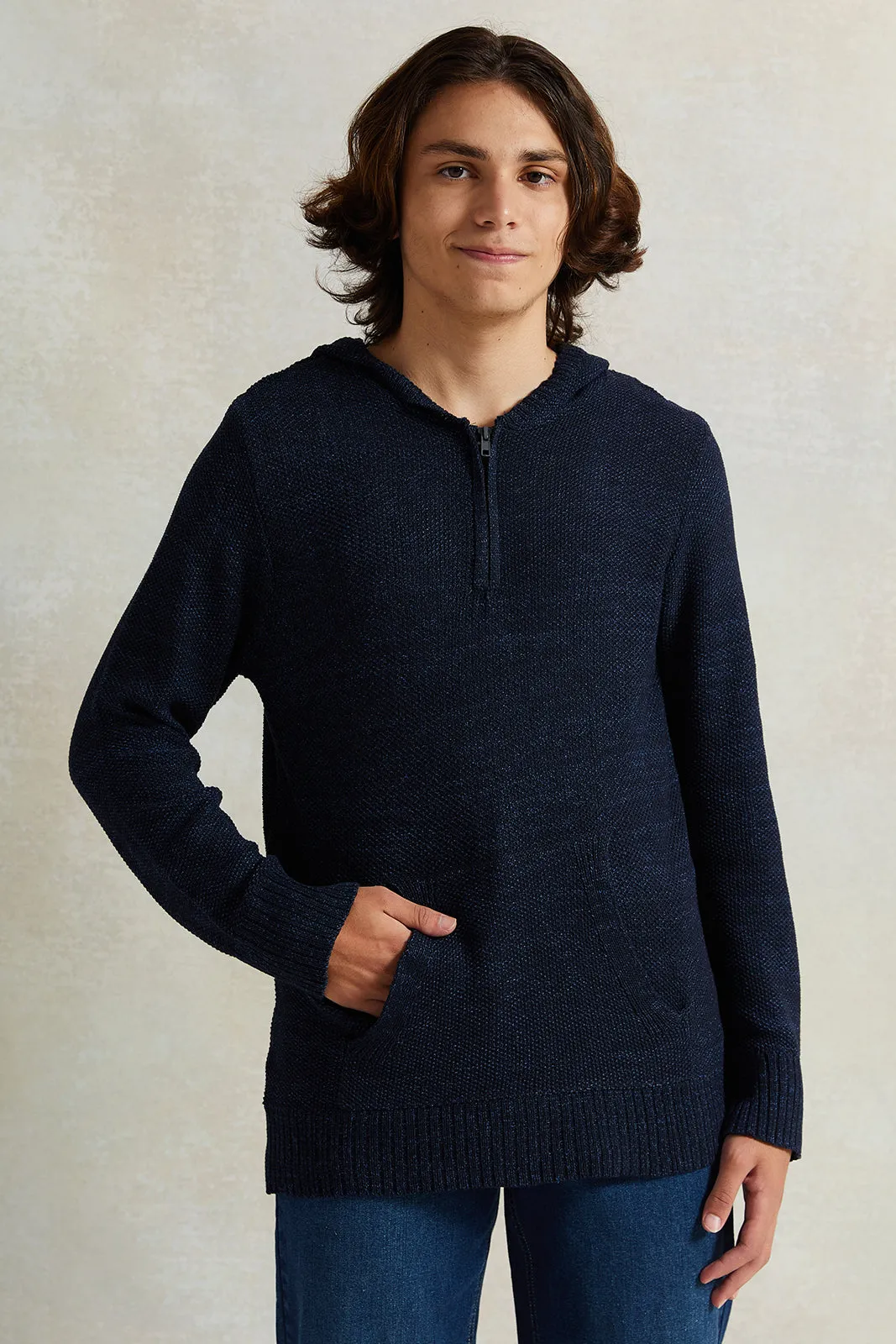 Senior Boys Navy Hooded Sweater