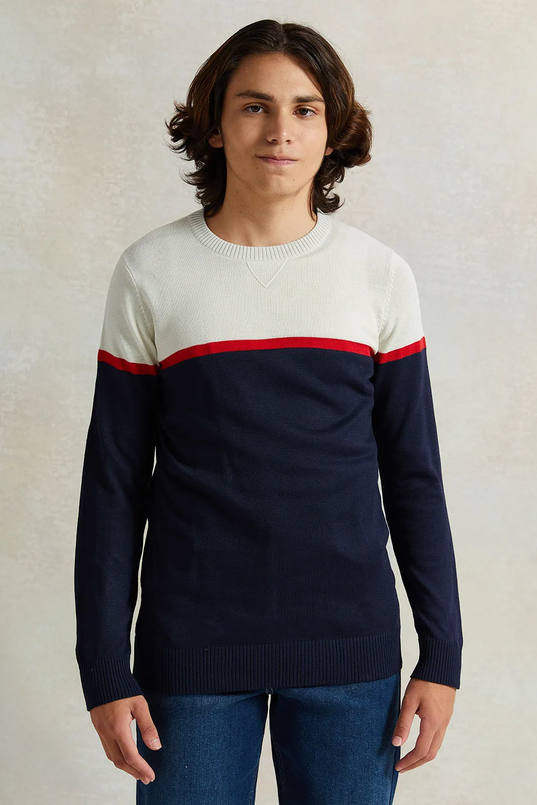 Senior Boys Navy Long Sleeves Sweater