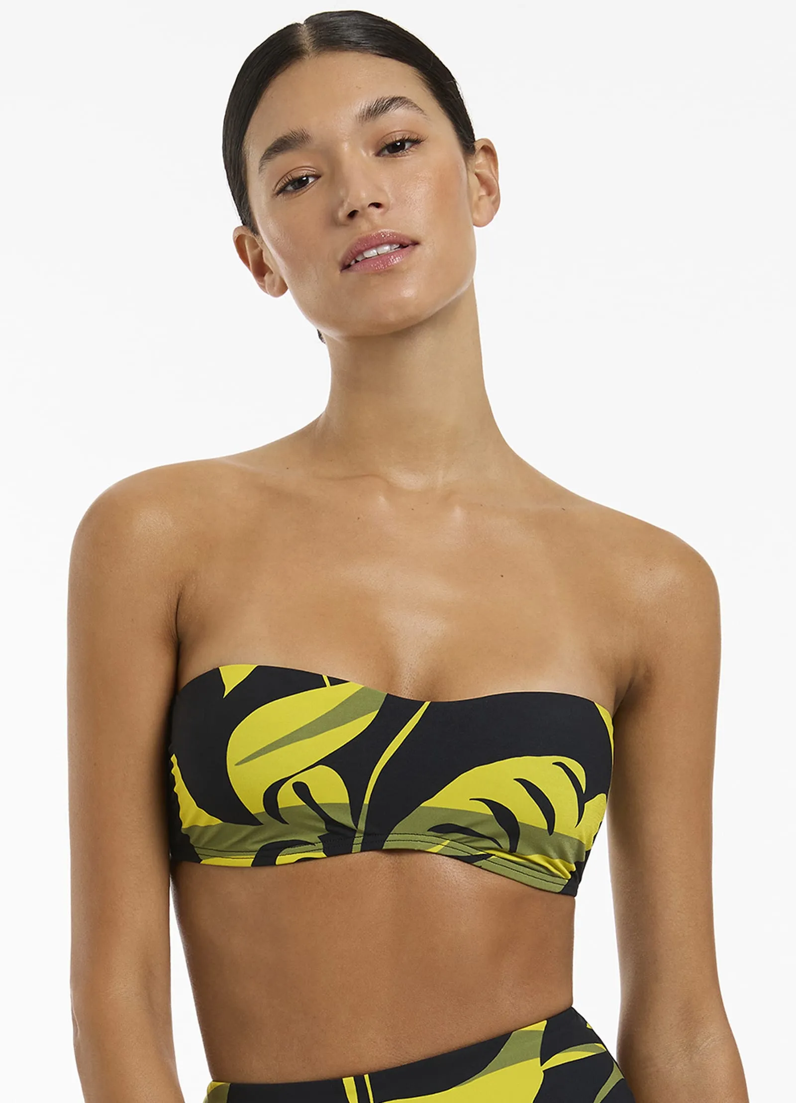 Shadow Palm Minimal Bandeau Top - Black