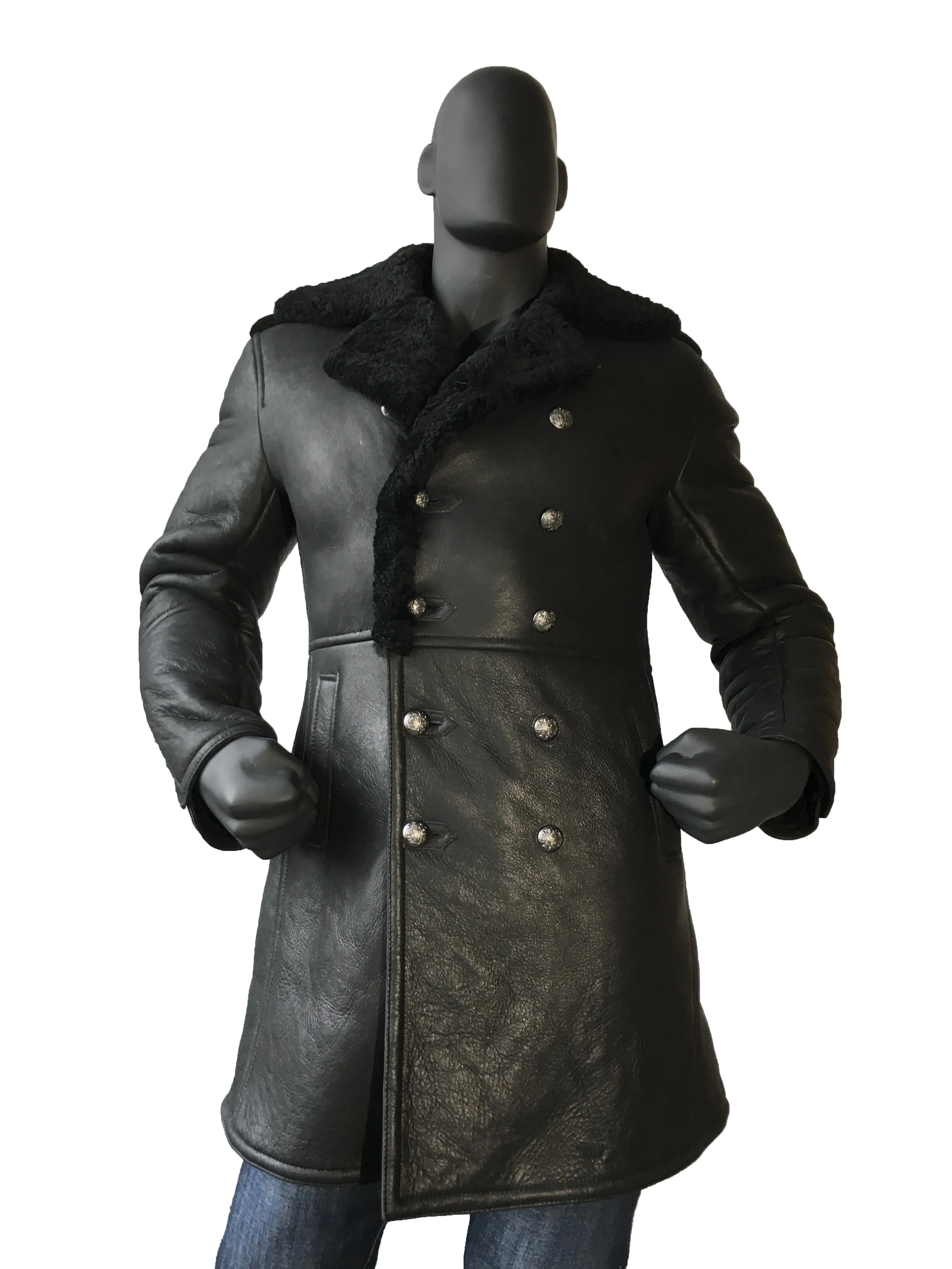 Shearling Sheepskin Button Open Trench Coat Style #5000