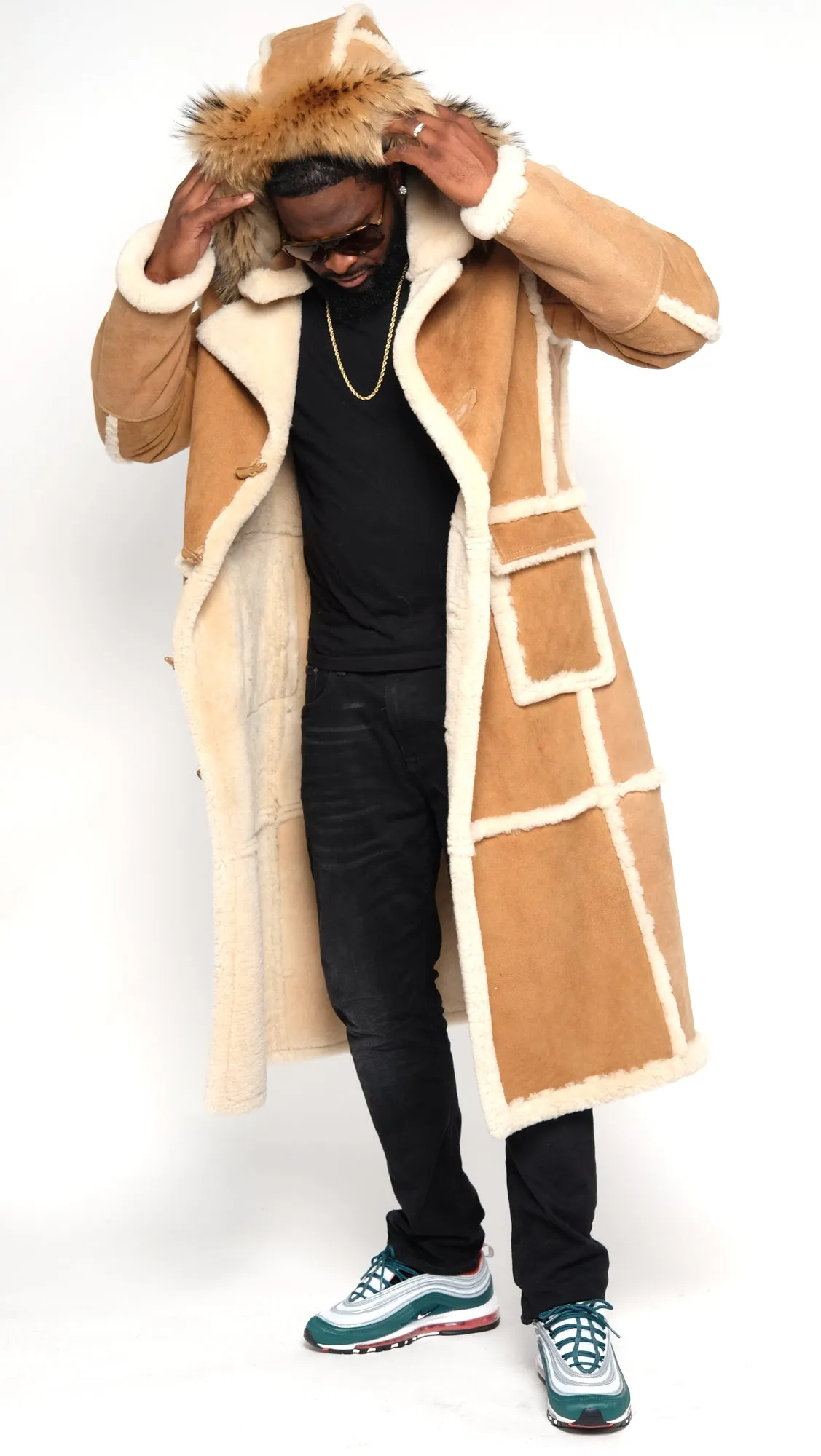 Sheepskin Hooded Trench-coat Style #6000H