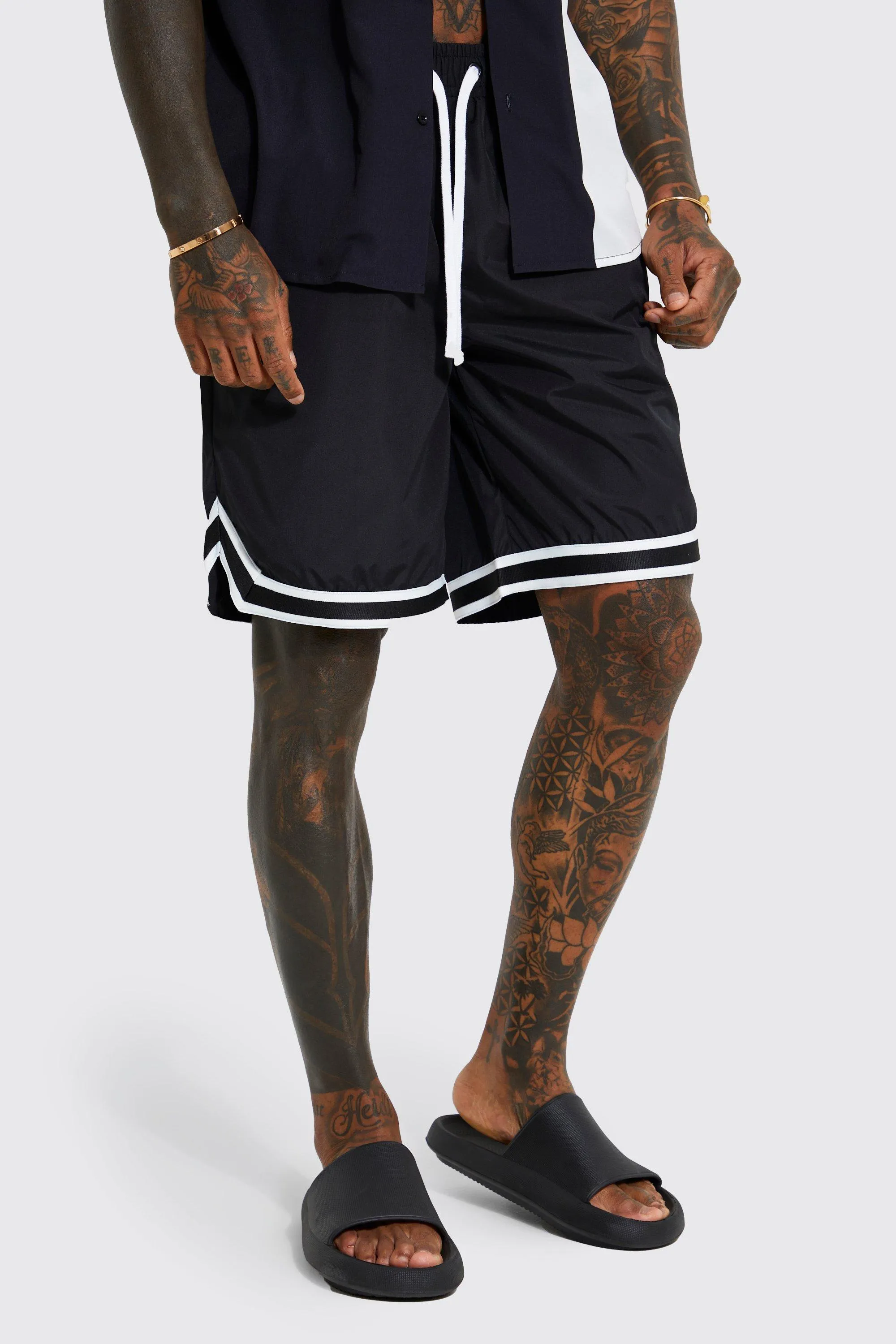 Shell Basketball Shorts With Long Drawcords
