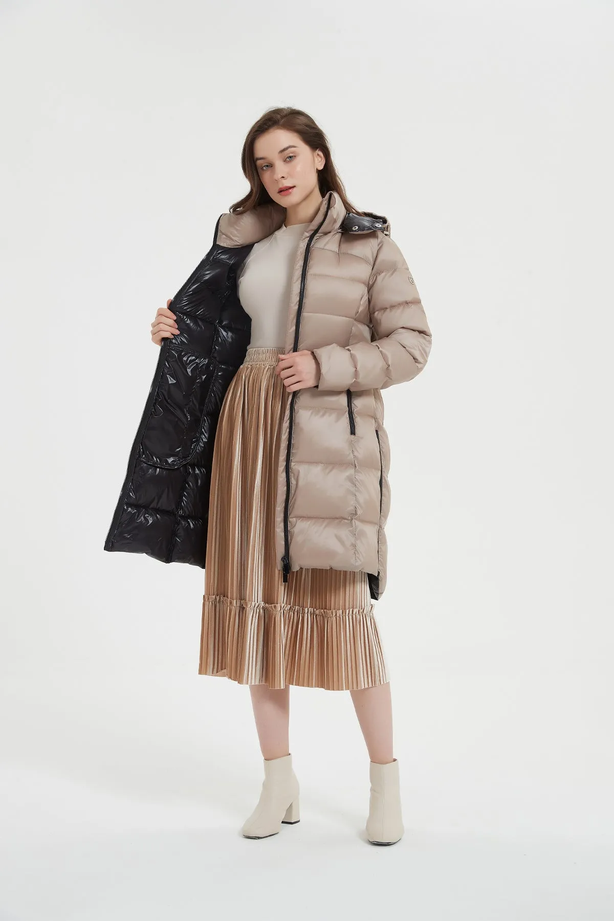 Shiny Lightweight Winter Jacket with hood