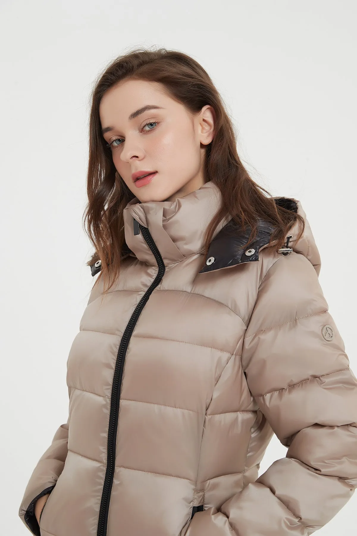 Shiny Lightweight Winter Jacket with hood