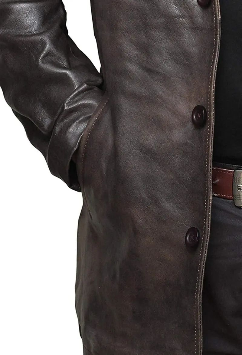 Short Leather Trench Coat Mens