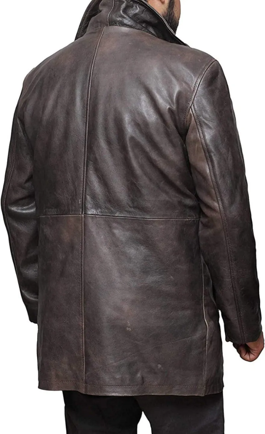 Short Leather Trench Coat Mens