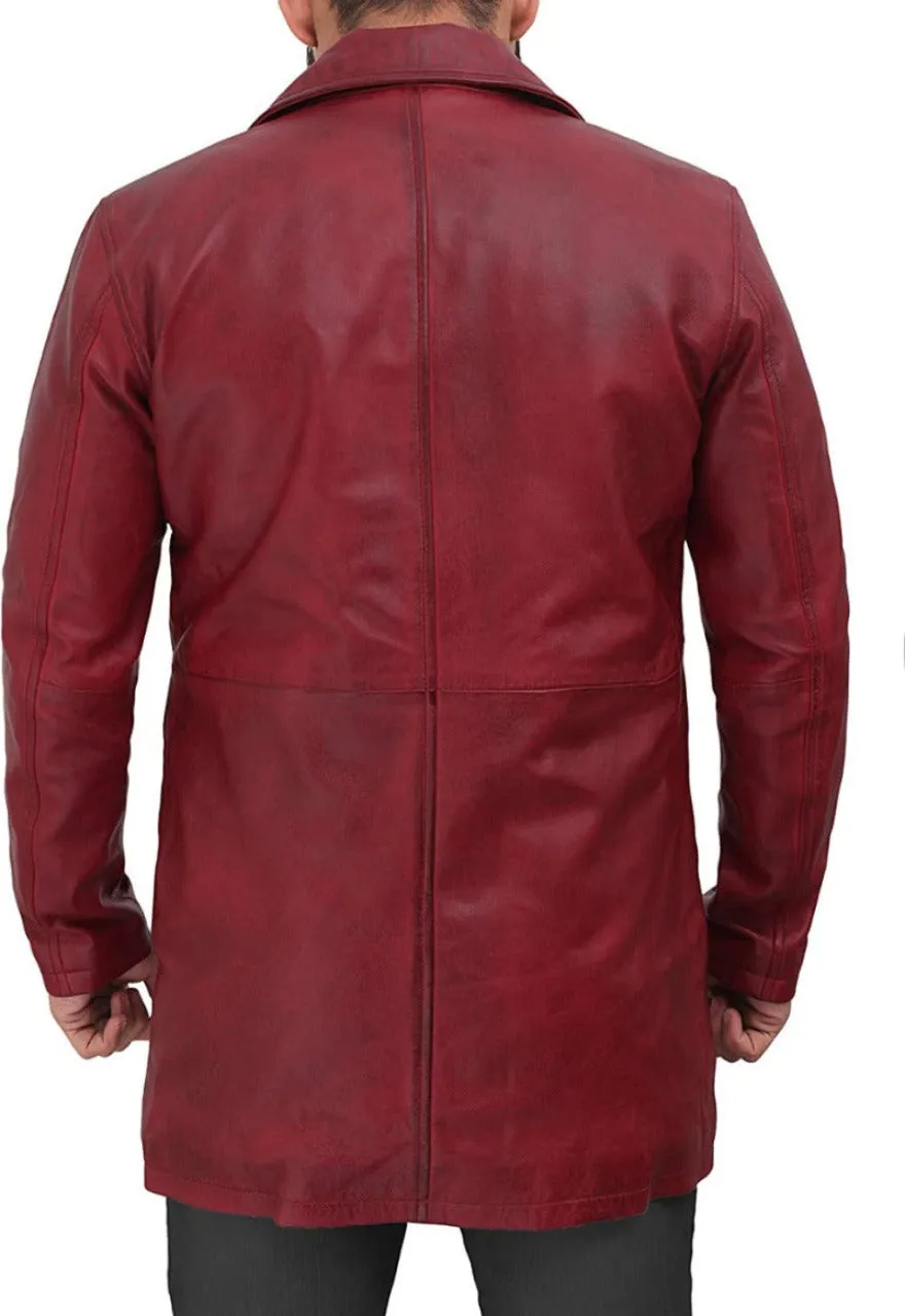 Short Leather Trench Coat Mens