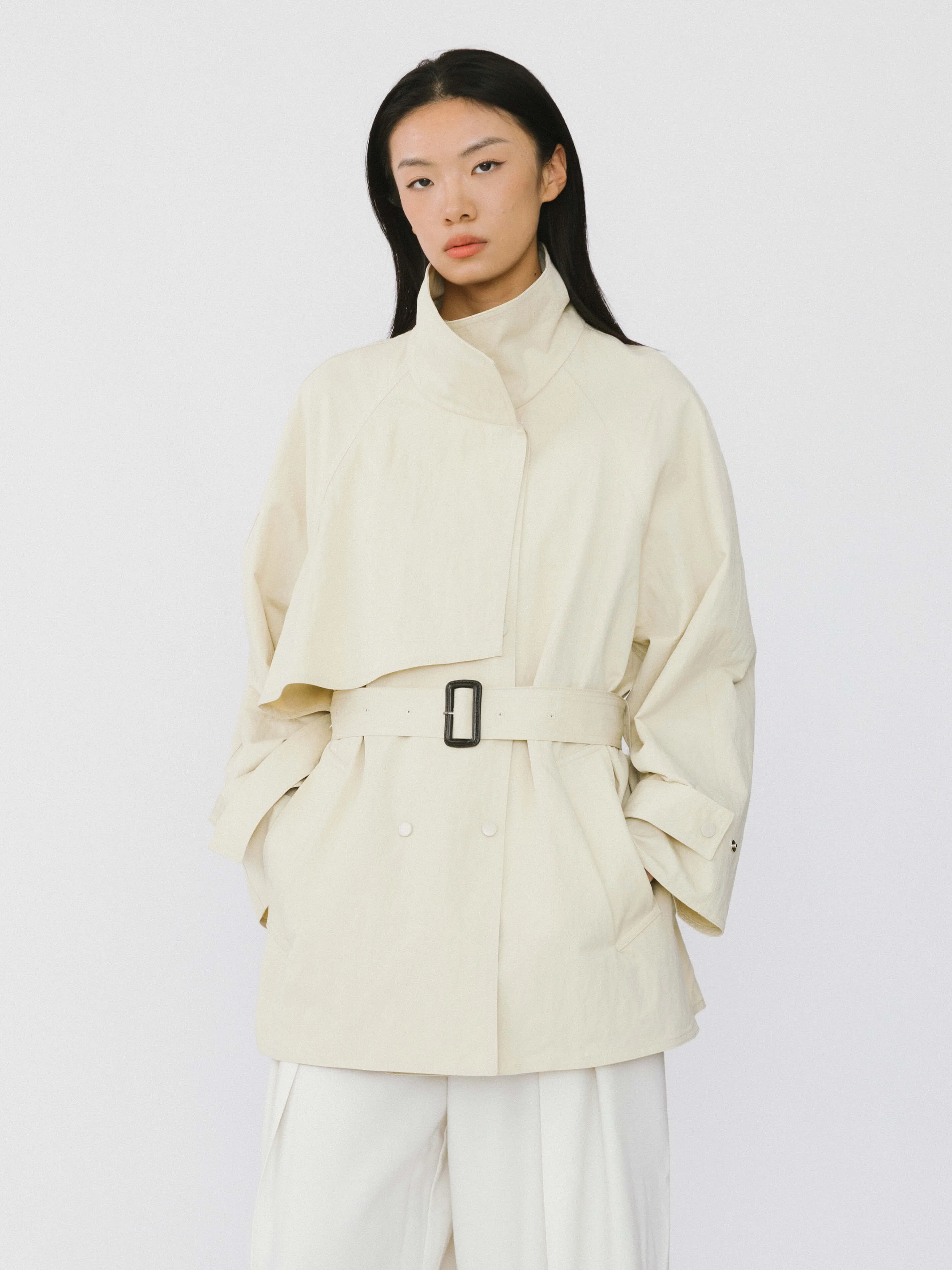 Short Length Belted Trench Coat