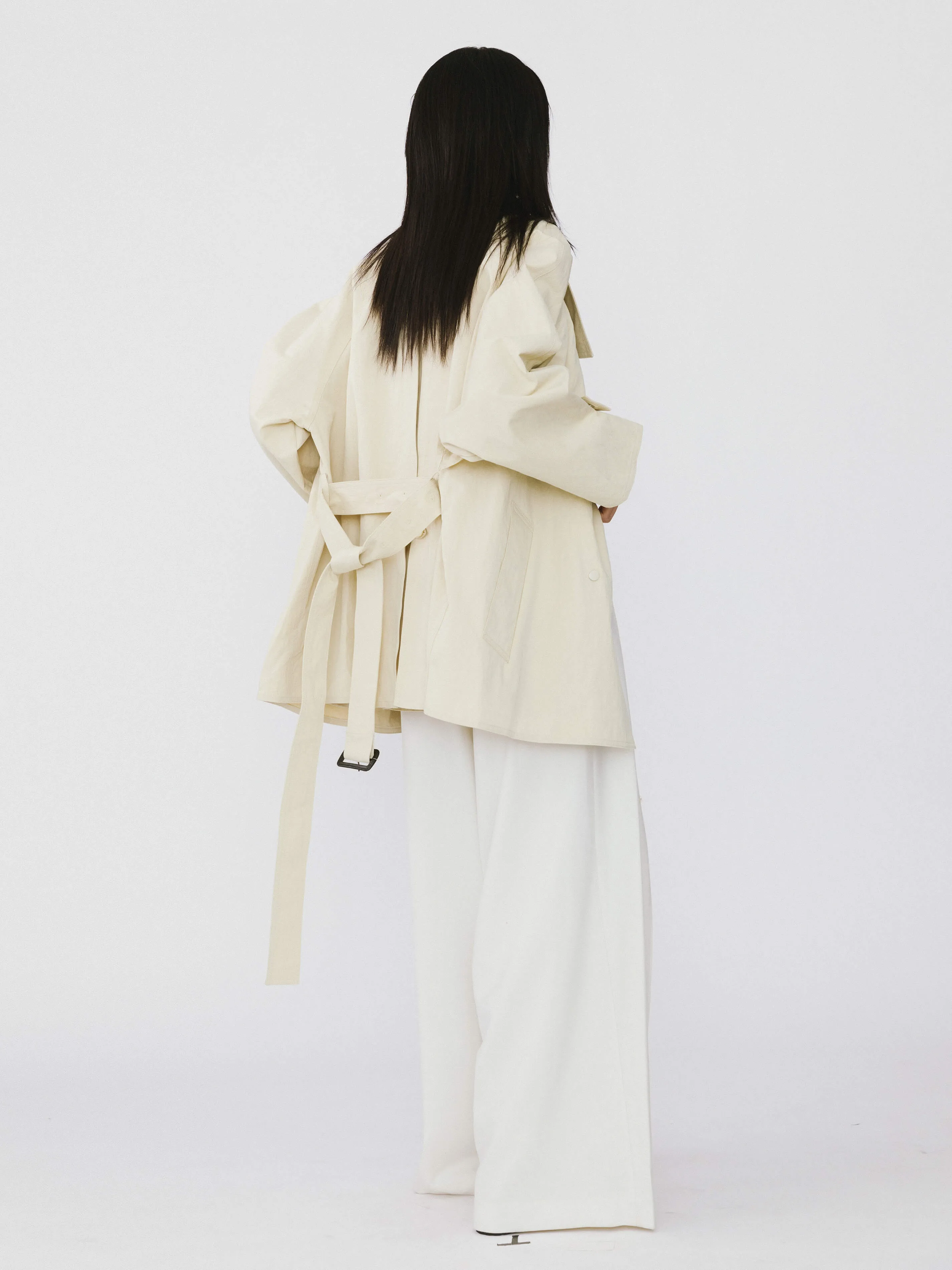 Short Length Belted Trench Coat