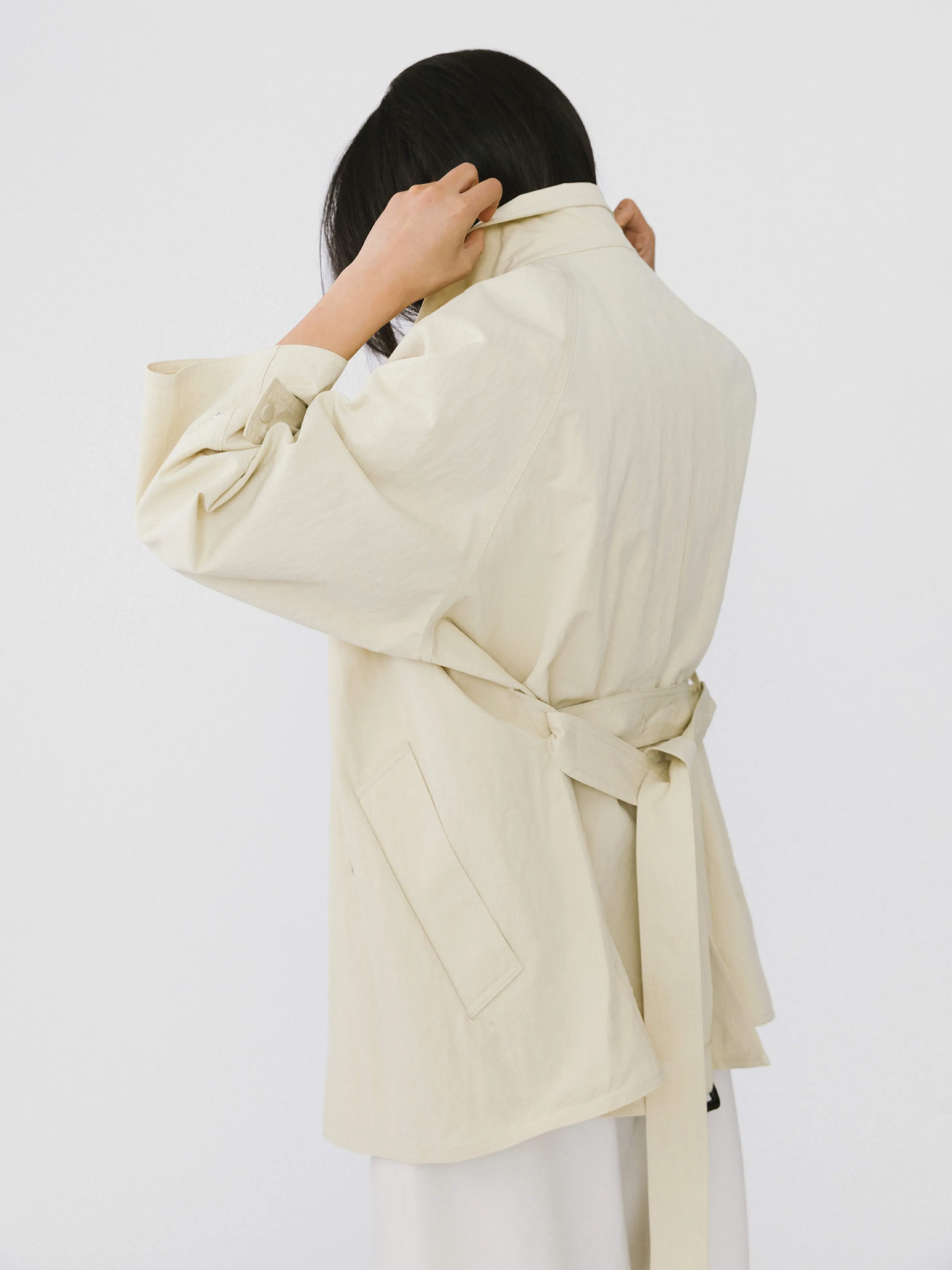 Short Length Belted Trench Coat