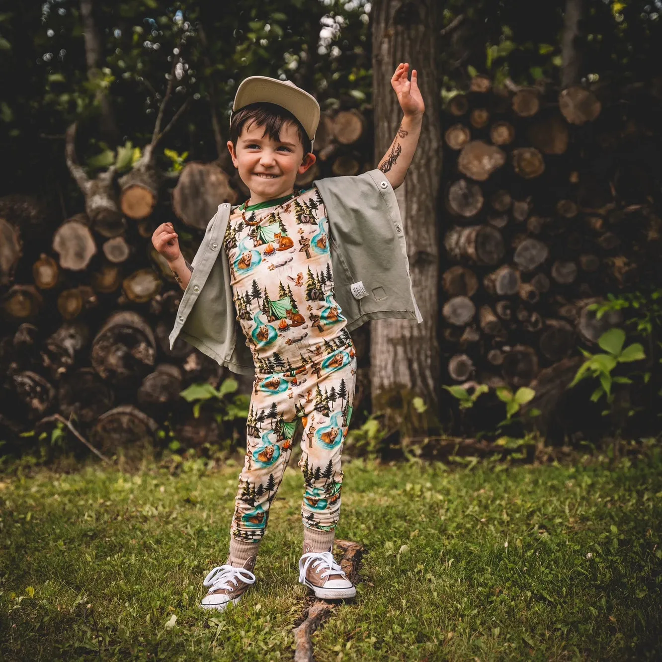 Short Sleeve 2 Piece PJ Set - Camping