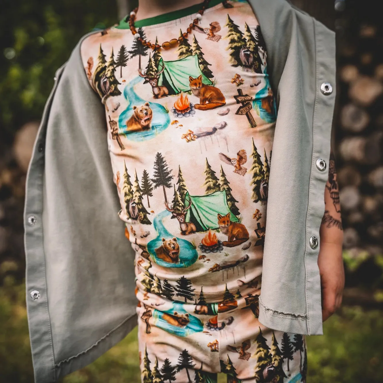 Short Sleeve 2 Piece PJ Set - Camping