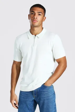Short Sleeve Half Zip Knitted Polo