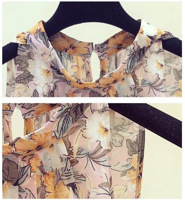 Sleeveless Chiffon Floral Women Top