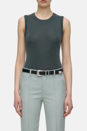 Sleeveless Crewneck Tank - Pini Green
