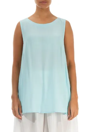 Sleeveless Ice Blue Silk Bamboo Top