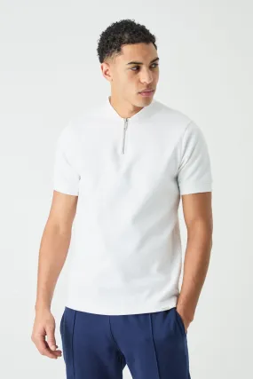 Slim Fit Man Bomber Neck Heavy Interlock Polo