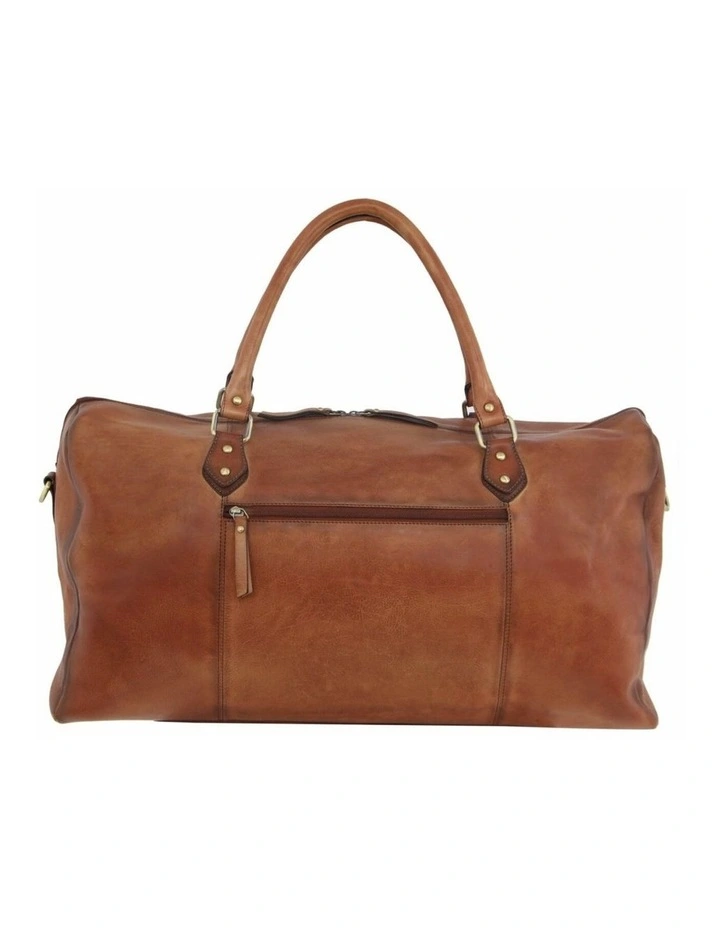 Smooth Leather Overnight Bag in Cognac