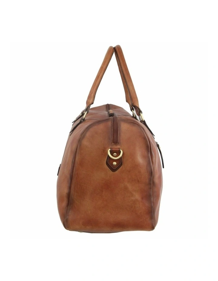 Smooth Leather Overnight Bag in Cognac