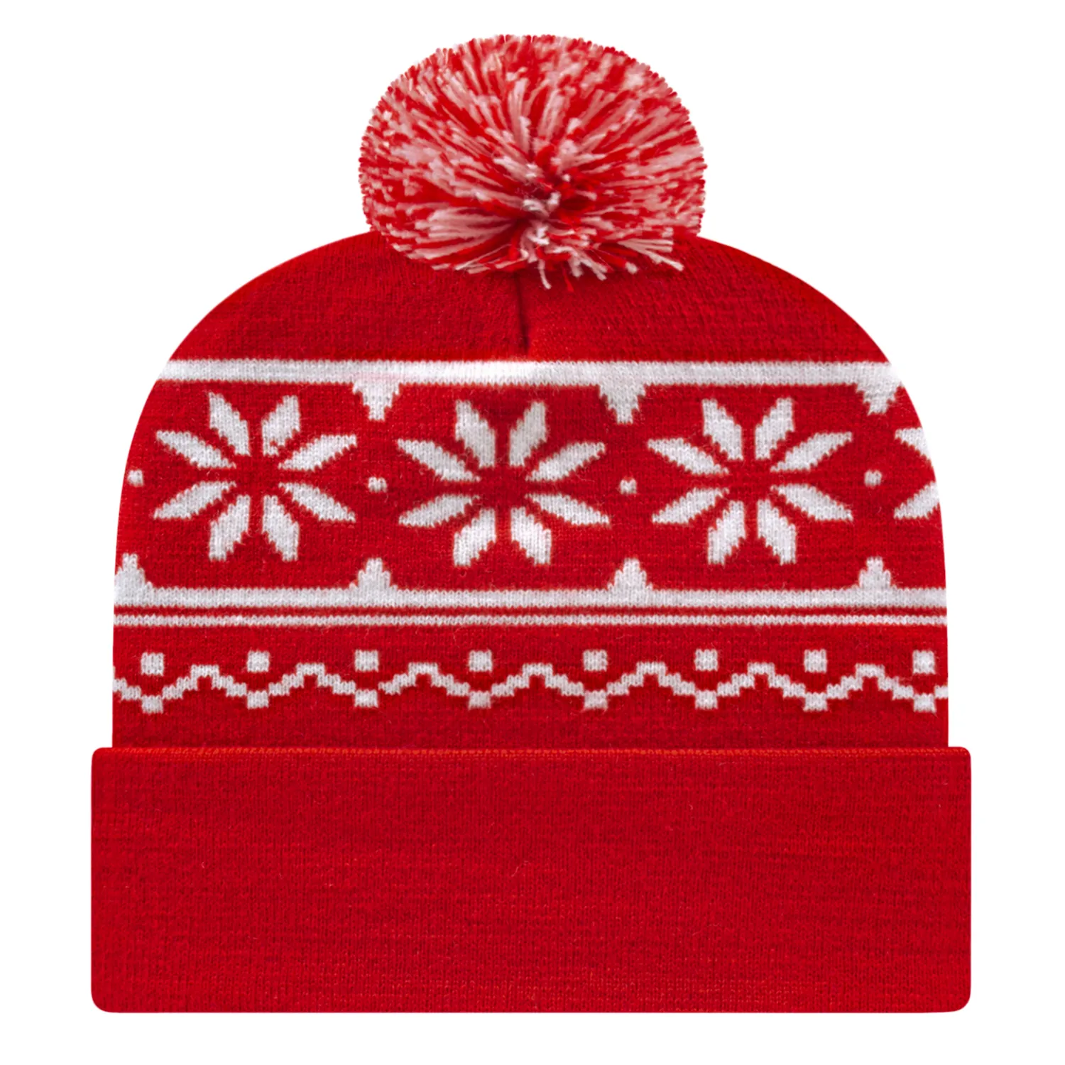 Snowflake Knit Cap with Cuff