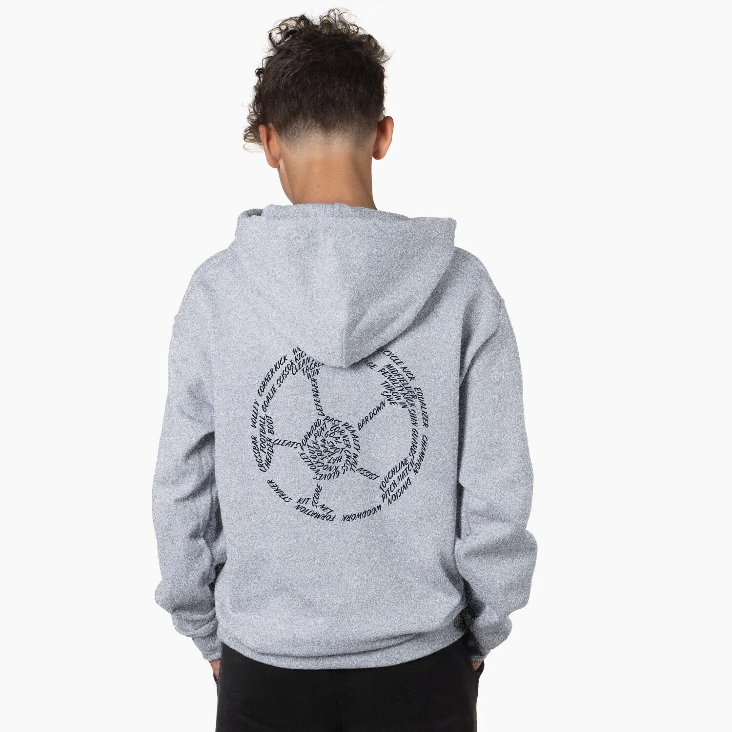 Soccer Hooded Sweatshirt - Soccer Words (Back Design) 