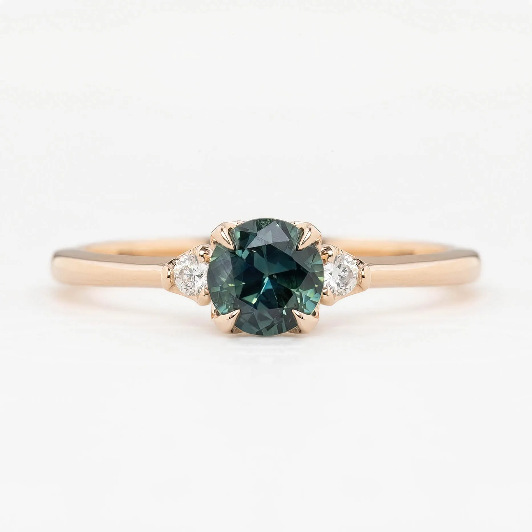 Sofia Ring 0.71ct Blue Green Queensland Sapphire, 14k Rose Gold (One of a kind)