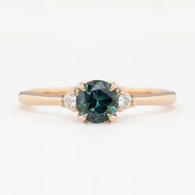 Sofia Ring 0.71ct Blue Green Queensland Sapphire, 14k Rose Gold (One of a kind)