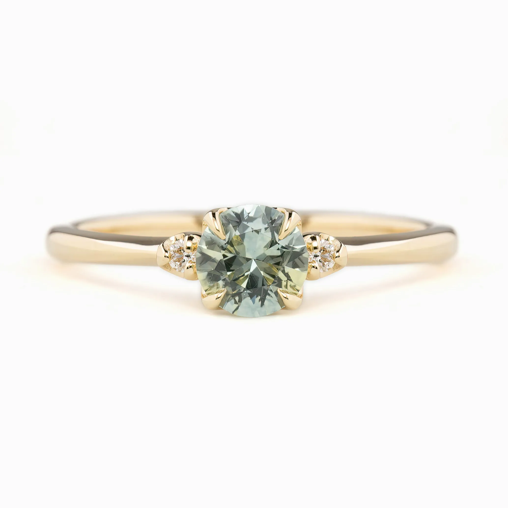 Sofia Ring 0.83ct Aqua Blue Green Montana Sapphire, 14K Yellow Gold