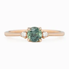 Sofia Ring 4.6mm 0.5ct Blue Green Green Sapphire, 14K Rose Gold