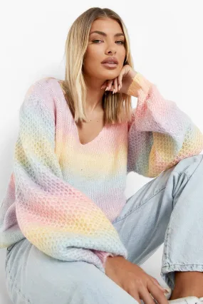 Soft Knit Ombre Puff Sleeve Sweater