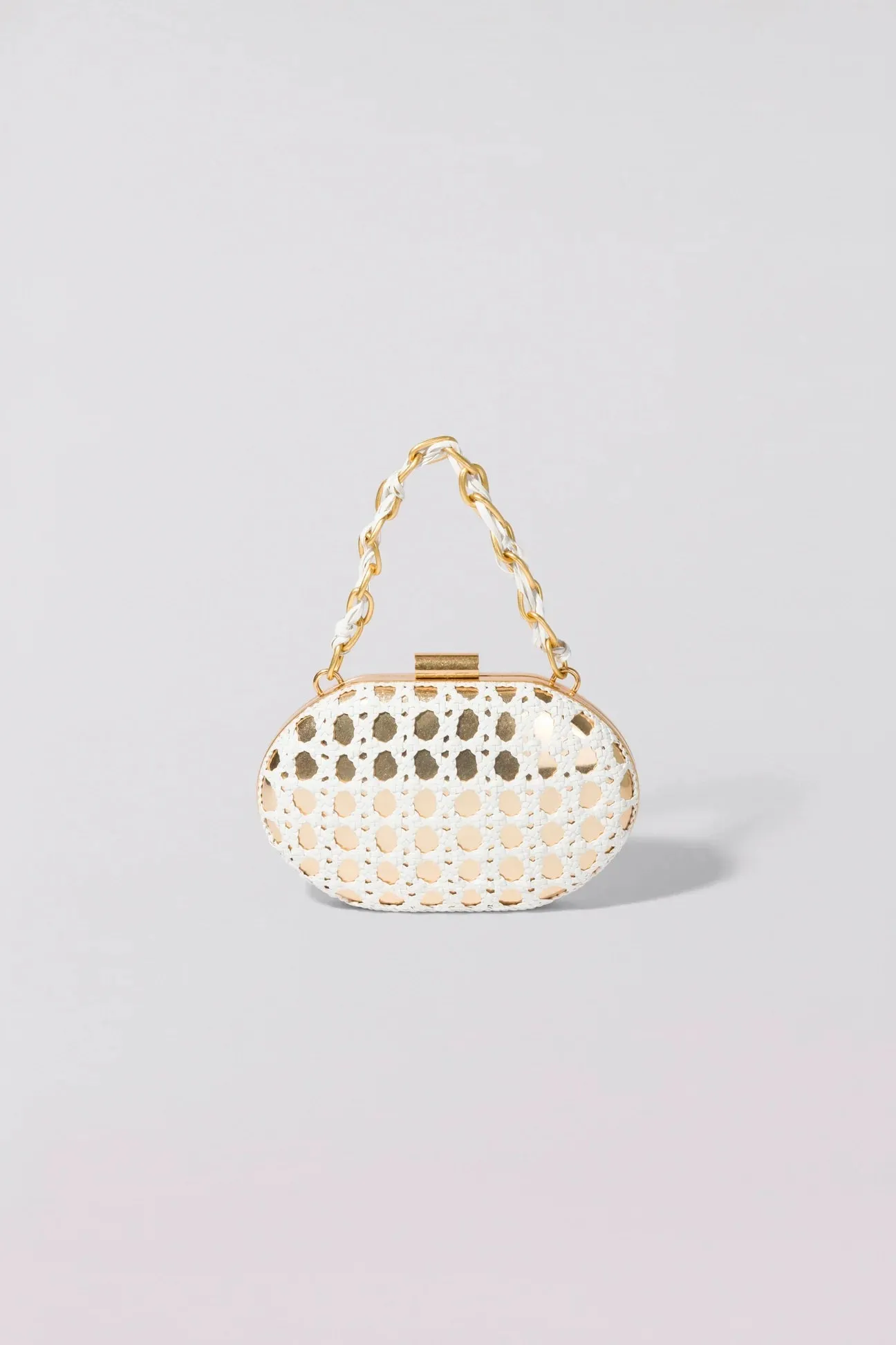 Sol Macrame Leather Clutch - White