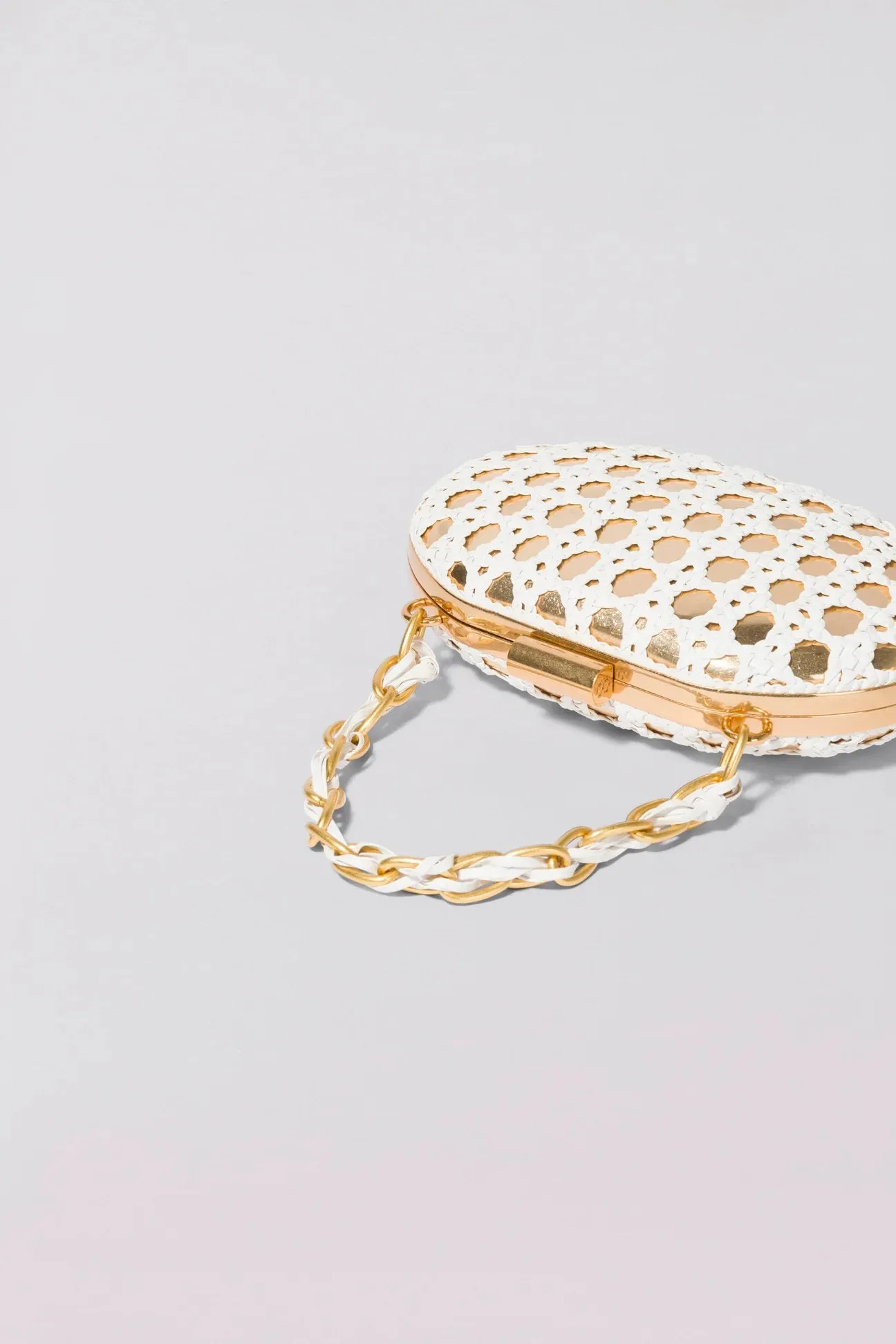 Sol Macrame Leather Clutch - White