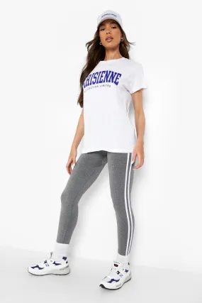 Sports Stripe Fleece Back Super Soft Leggings