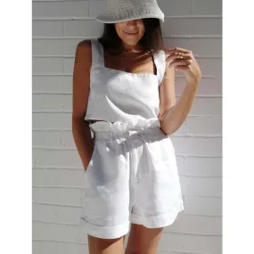Square Neck Sleeveless Top and Shorts Set