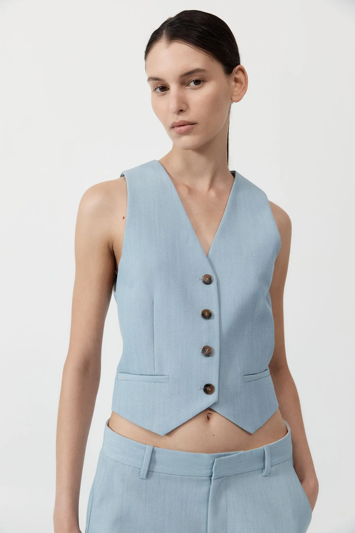  St Agni      Carter Vest - Stone Blue 