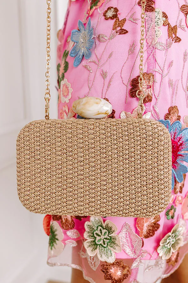 St. Lucia Love Woven Clutch in Tan