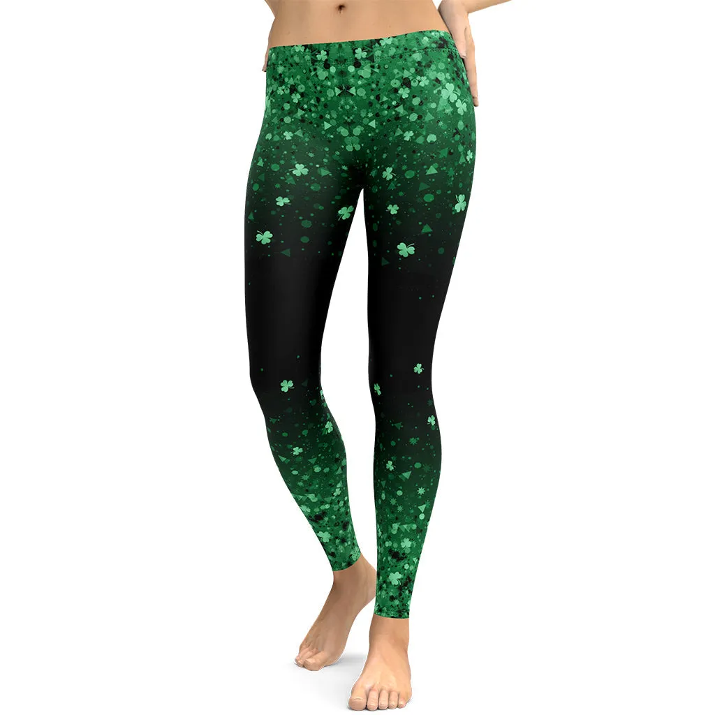 St. Patrick's Day Glitter Print Leggings