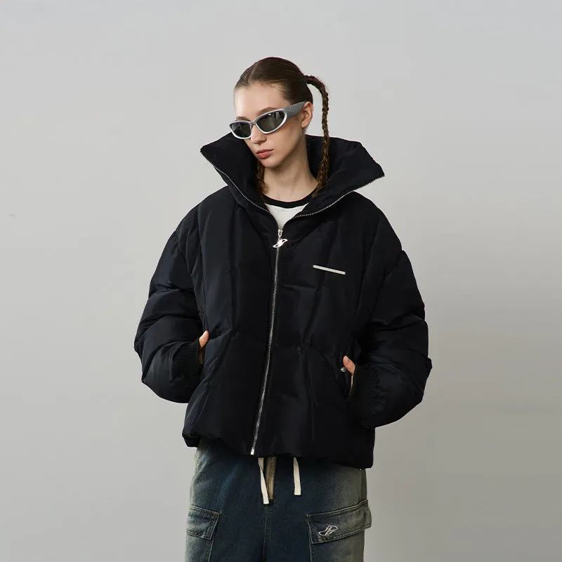 Stand up Collar Metal Logo Down Jacket