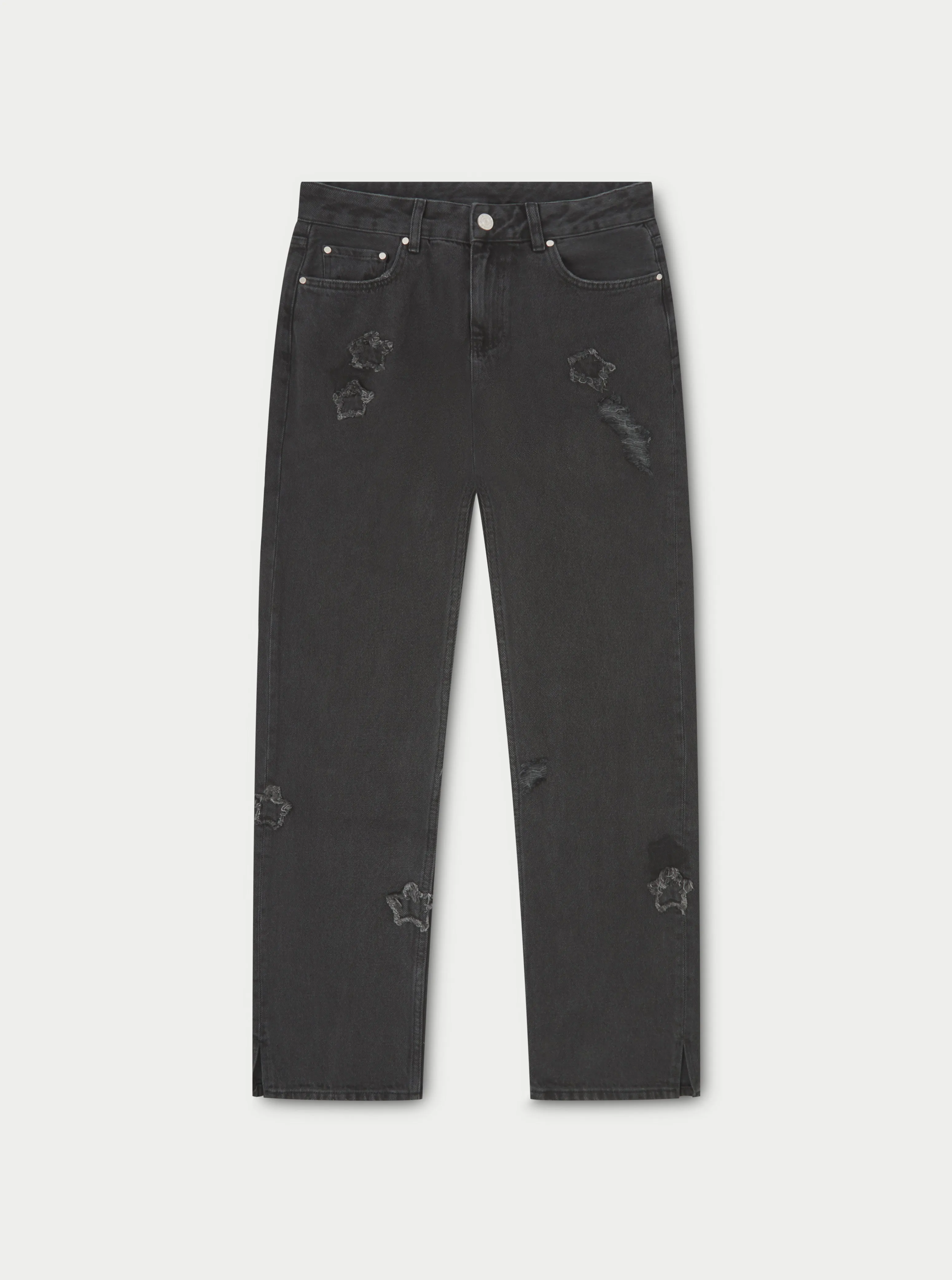 STAR APPLIQUE DENIM JEANS - WASHED BLACK