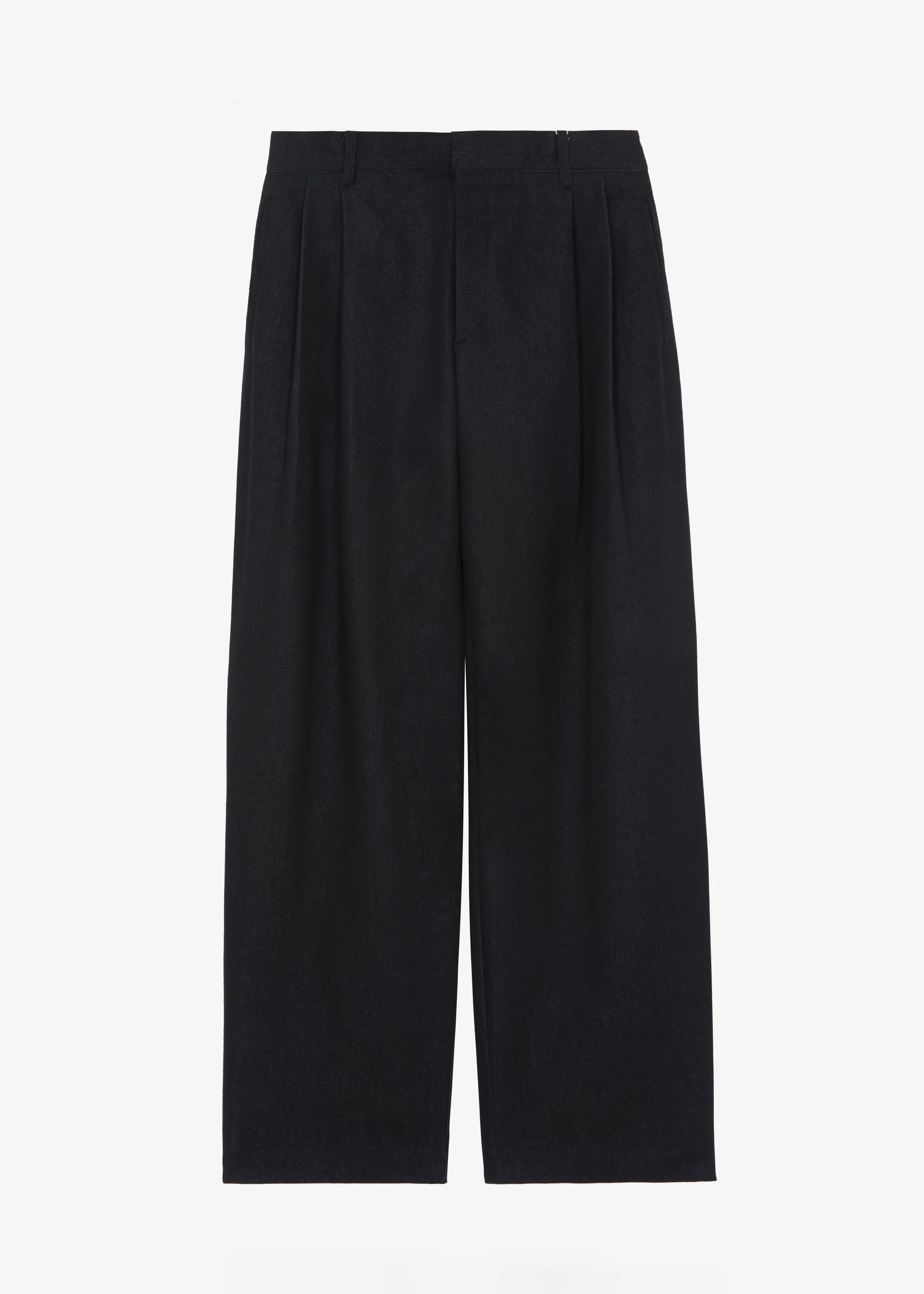 Stephen Pleated Denim Trousers - Black