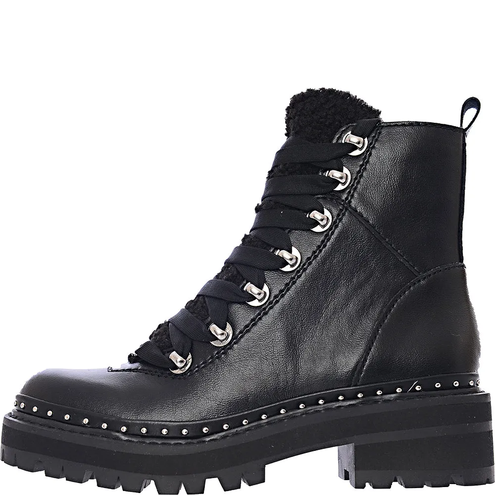 Steve Madden Rainer Chunky Hiker Boots In Black Leather